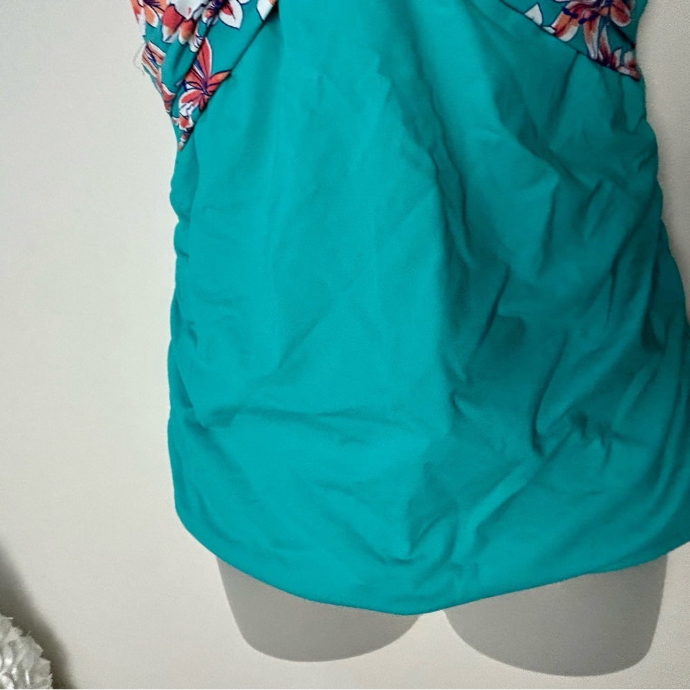 Lands' End Blue w/Floral Tankini Swim Top 12 - Picture 12 of 13